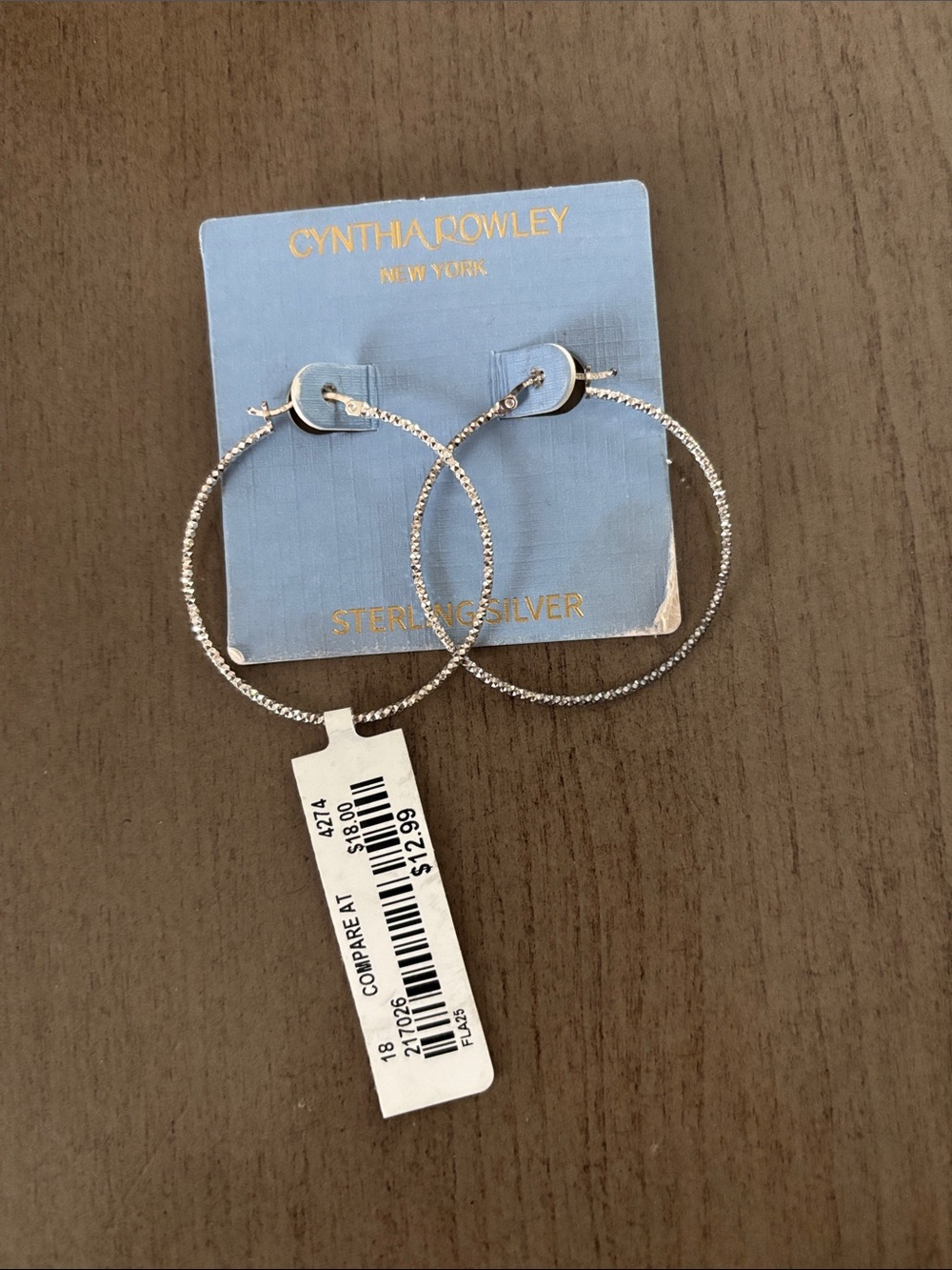 Cynthia Rowley Silver Textured Large Hoop Earrings